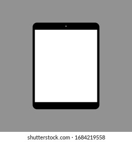 tablet computer with blank white screen isolated on grey background. vector illustration