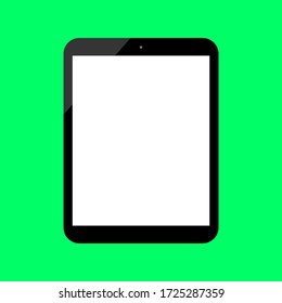 tablet computer with blank white screen isolated on green background. vector illustration