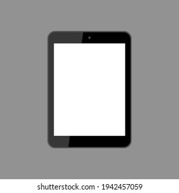 tablet computer with blank white screen isolated on grey background. vector illustration