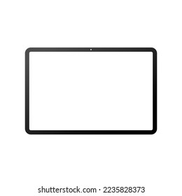 tablet computer with blank white screen isolated on white background.