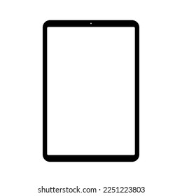 tablet computer with blank white screen isolated on white background