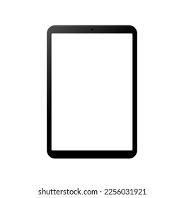 tablet computer with blank white screen isolated on white background