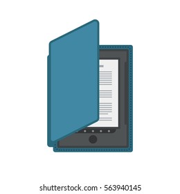 Tablet computer books for reading. Modern device with cloud technology. Mobile education concept. Electronic mobile book with cover. Flat style vector isolated icon illustration.