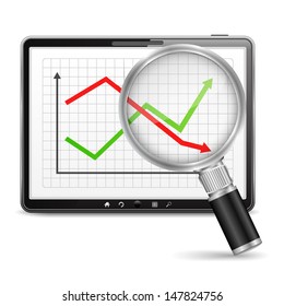 Tablet computer with chart on the screen, vector eps10 illustration