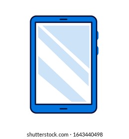 Tablet computer color line icon. Front view. Electronic device. Pictogram for web page, mobile app, promo. Editable stroke.