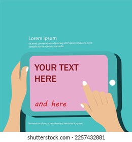
Tablet computer, design for banner, website, mobile app, trendy green color. Vector illustration.