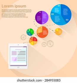 Tablet Computer Finance Pie Diagram Infographic Financial Business Graph Vector Illustration