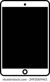 Tablet Computer flat black vector icon.