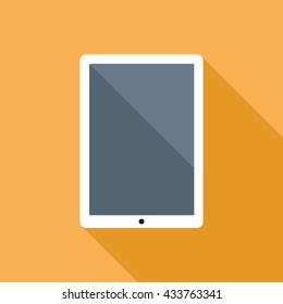 Tablet computer flat icon with blank display. Vector sign of a tablet pc with empty screen. EPS8 clean vector illustration.