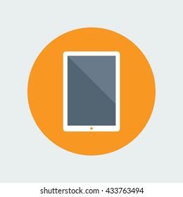 Tablet computer flat icon with blank display. Vector sign of a tablet pc with empty screen. Modern portable PC symbol in circle. EPS8 clean vector illustration.