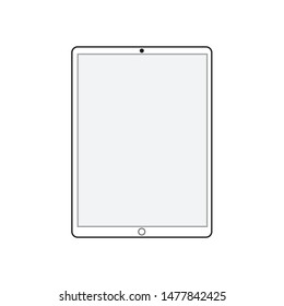 Tablet computer flat illustration/ Tablet stock vector. Icon on white background.