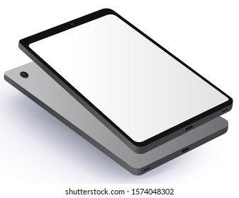 Tablet Computer Front and Back Side View. Vector Illustration With Blank Screen.