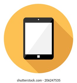 Tablet computer icon. Flat design style modern vector illustration. Isolated on stylish color background. Flat long shadow icon. Elements in flat design.