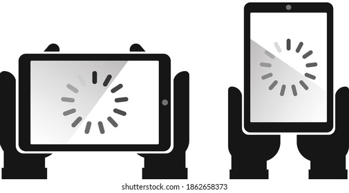 Tablet computer icon. Flat style, silhouette, mobile device icons, vector illustration