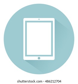 Tablet computer icon gadget device flat style with shadow on background, vector illustration