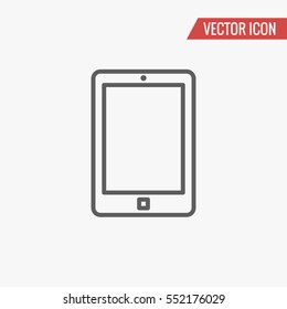 Tablet computer icon in simple thin line style isolated on gray background. Tablet pad computer symbol for your web site design, ui, app or logo.  Editable stroke, vector ebook illustration, eps10.
