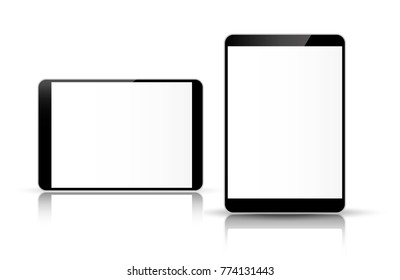 Tablet computer isolated on white background vector illustration.