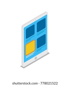 Tablet computer isometric 3D icon. Smart gadget icon, modern digital technology isolated on white background vector illustration.
