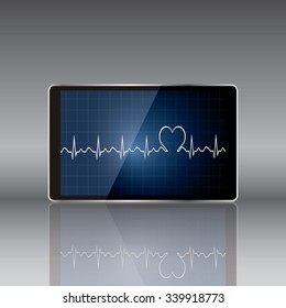 Tablet computer with  medical concept vector