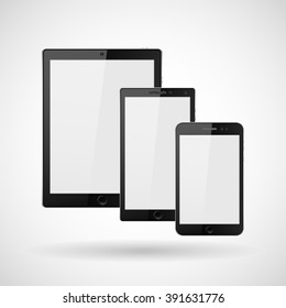 tablet computer and mobile phone realistic vector illustration stylish for adaptive web design