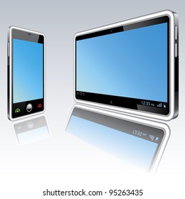 Tablet computer and mobile phone vector illustration