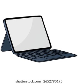 Tablet Computer Mobile Stand Blank Screen Drawing Vector Illustration