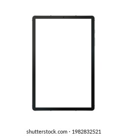 Tablet Computer Mockup with Blank Screen Isolated on White Background, Front View. Vector Illustration