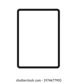 Tablet Computer Mockup with Blank Vertical Screen, Isolated on White Background, Front View. Vector Illustration