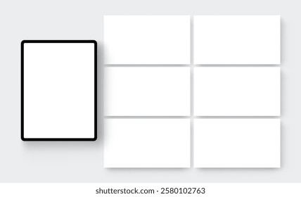 Tablet Computer Mockup With Blank Web Screens For Showcasing Your Designs. Vector Illustration
