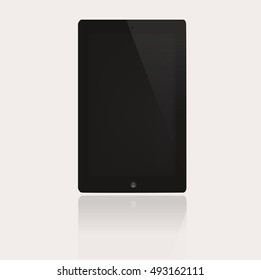 Tablet computer mockup. Digital device with blank screen and reflection. Wireless gadget isolated on white background.