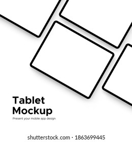 Tablet-Computer-Mock für Mobile App Design mit Platz für Text einzeln auf weißem Hintergrund. Vektorgrafik