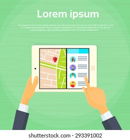 Tablet Computer New Multitasking Split Screen Options Flat Vector Illustration