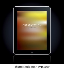 Tablet computer on the black background. Vector illustration.