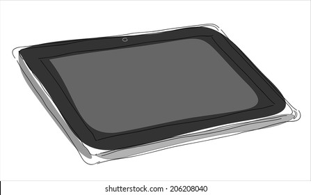 tablet computer pc sketch vector illustration.  Flat design vector illustration concepts. 