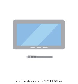 Tablet-Computer und -Stift, Grafik oder Zeichenketten-Symbol