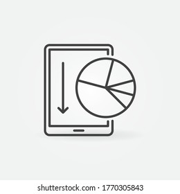 Tablet Computer with Pie Chart linear vector concept icon or logo element