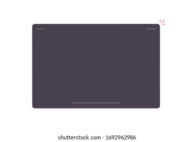 Tablet computer screen or empty blank black display for copy space vector flat cartoon style icon isolated on white background modern clipart