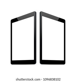 Tablet computer screen mock up with perspective view. Responsive screens to showcase website design project in modern style. Vector illustration