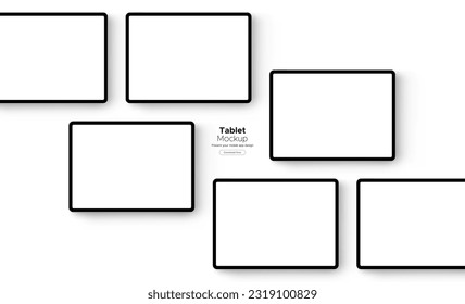 Tablet-Computerbildschirme, Modell für die Darstellung von Apps-Design, einzeln auf weißem Hintergrund. Vektorgrafik