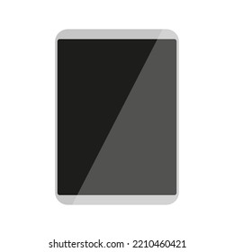 Tablet computer silver touch screen black flat. Icon mockup template device infographic presentation modern design metal frame. Graphic portable gadget study work ads service center store web app