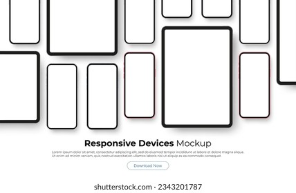 Tablet Computer and Smartphone Screens, Template for App Design, Isolated on White Background. Vector Illustration