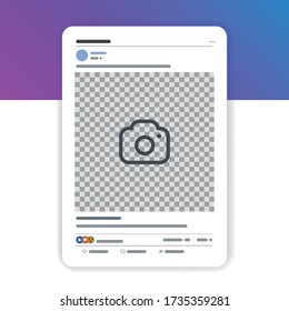 Tablet computer with social network chat page. User profile, news, notifications and post mock up. Vector illustration template.