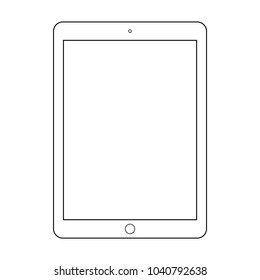 Tablet computer top outline vector eps10. Tablet pc top outline icon. Top tablet pc outline with menu button.