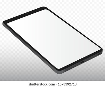 Tablet Computer Vector Illustration With Blank Screen and Transparent Background.