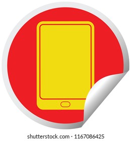 tablet computer vector illustration circular peeling sticker