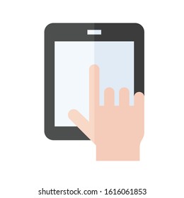 Tablet computer vector illustration, flat design icon