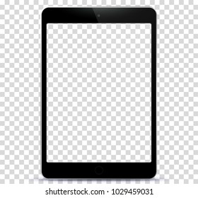 Tablet Computer Vector Mockup Illustration with Transparent Background.