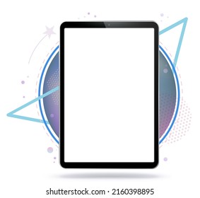 Ilustración De Mockup Del Vector De Computadora De Tablet Con Fondo De Resumen Geométrico. 