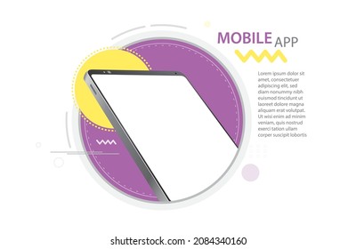 Tablet Computer Vector Mockup and Mobile App Presentation Template With Abstract Geometric Background. 