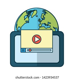 tablet computer world website send email vector illustration